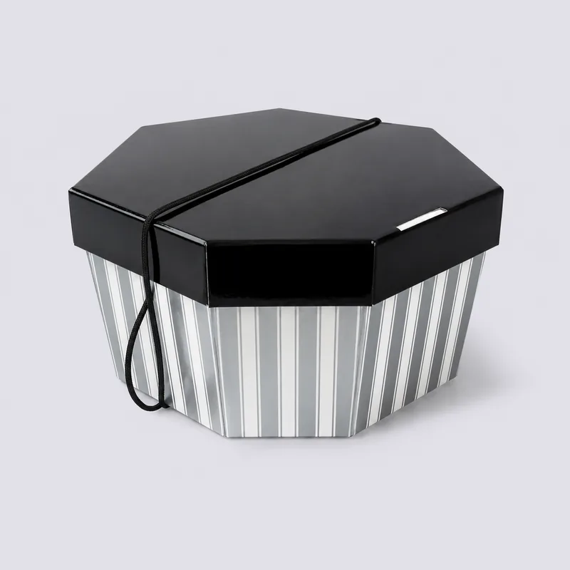 Black Lid and Silver Stripe Base Hat Boxes — related packaging product