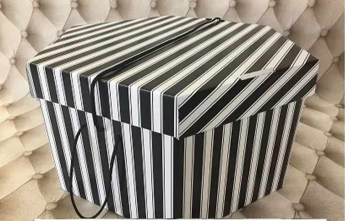 Black and White Striped Hat Boxes