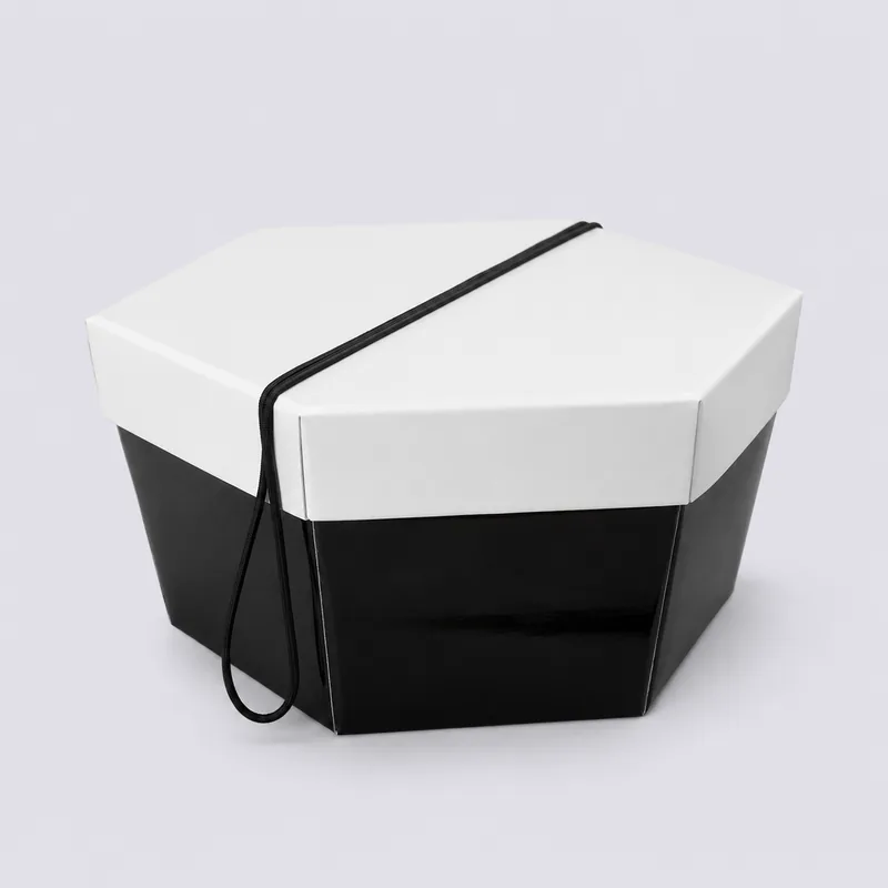 White Lid and Black Base Hat Boxes — related packaging product