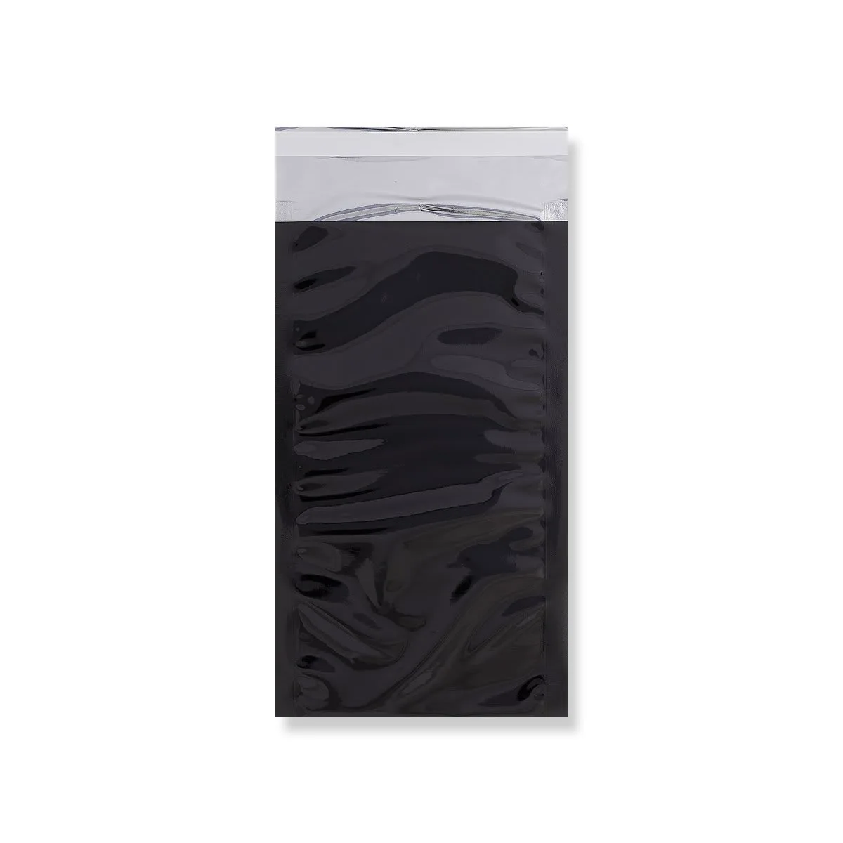 Black Gloss Metallic Foil Bags Peel & Seal — Black — 70gsm — 114 × 229 mm