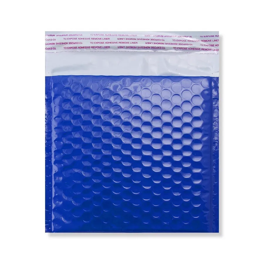 Blue Poly Gloss Bubble Bags — Blue — 190gsm — 165 × 165 mm