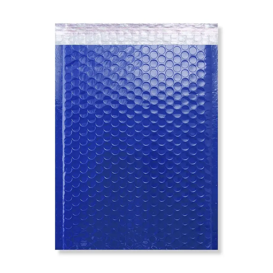 Blue Poly Gloss Bubble Bags — Blue — 190gsm — 240 × 340 mm