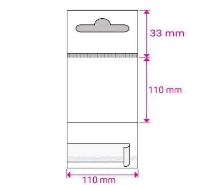 Clear Cello Bags with Header & Euroslot Peel & Seal — Clear — 30gsm — 110 × 110 mm