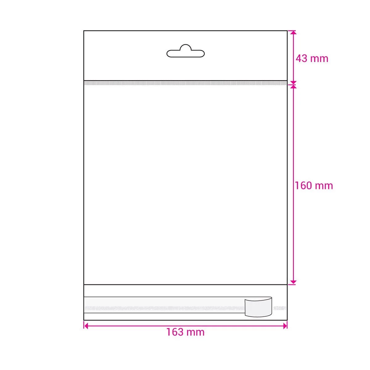 Clear Cello Bags with Header & Euroslot Peel & Seal — Clear — 30gsm — 163 × 160 mm