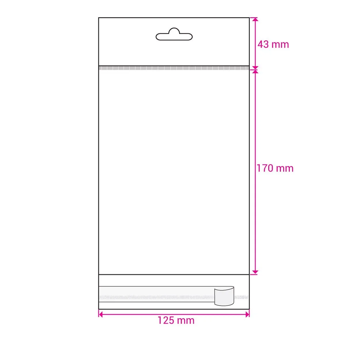 Clear Cello Bags with Header & Euroslot Peel & Seal — Clear — 30gsm — 125 × 170 mm