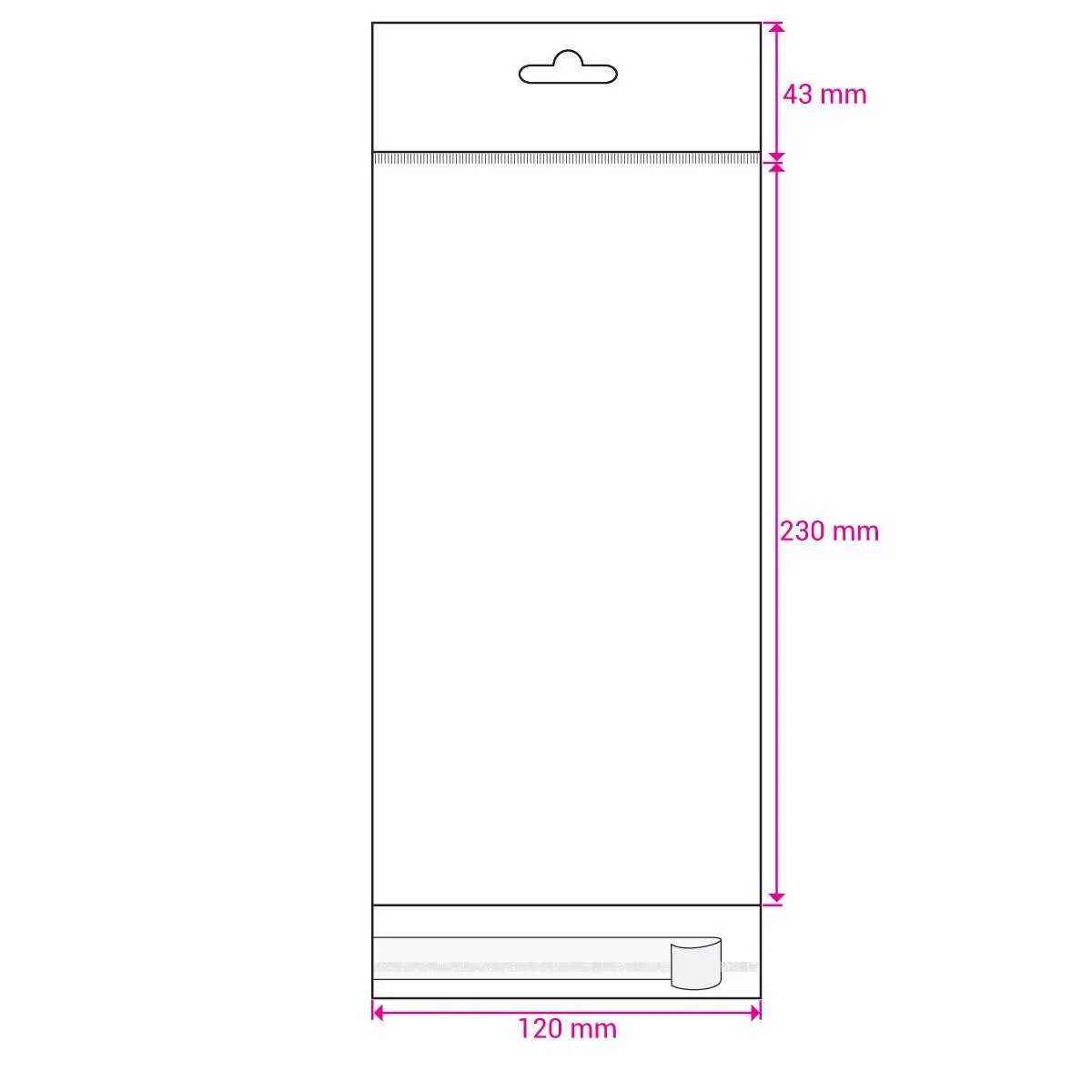 Clear Cello Bags with Header & Euroslot Peel & Seal — Clear — 30gsm — 120 × 230 mm