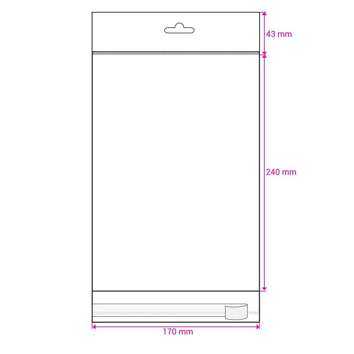 Clear Cello Bags with Header & Euroslot Peel & Seal — Clear — 30gsm — 170 × 240 mm