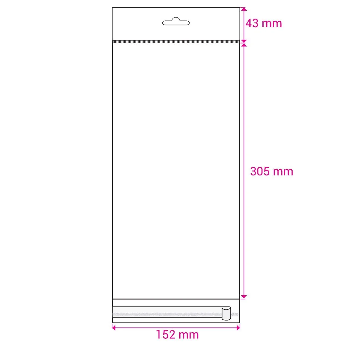 Clear Cello Bags with Header & Euroslot Peel & Seal — Clear — 30gsm — 152 × 305 mm