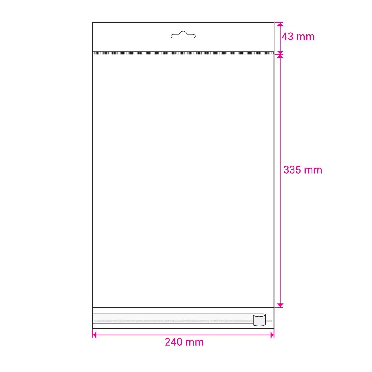 Clear Cello Bags with Header & Euroslot Peel & Seal — Clear — 30gsm — 240 × 335 mm