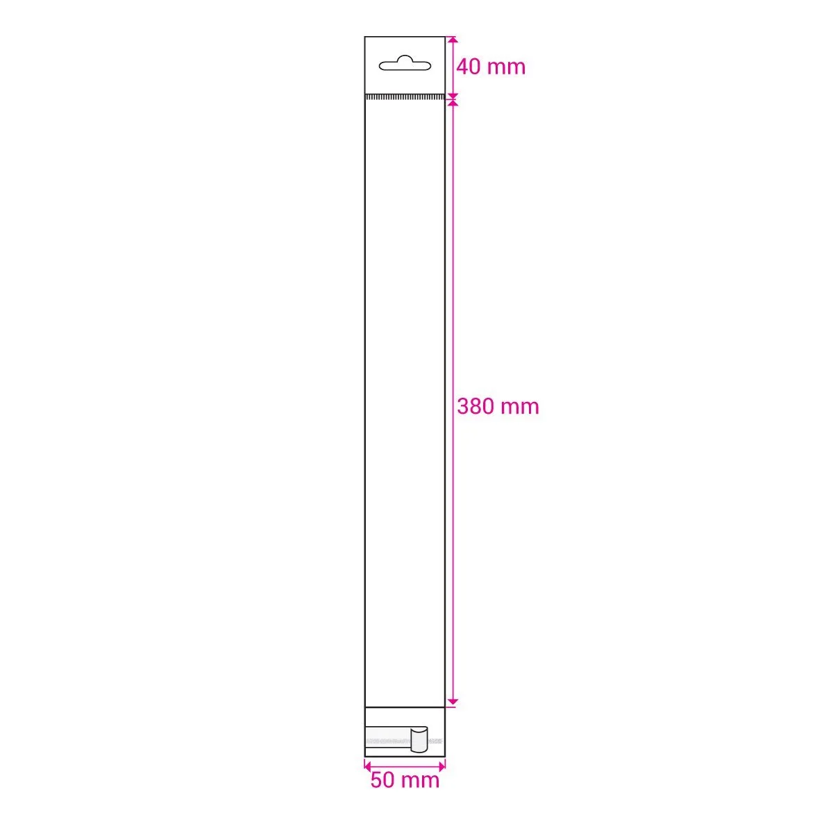 Clear Cello Bags with Header & Euroslot Peel & Seal — Clear — 30gsm — 50 × 380 mm