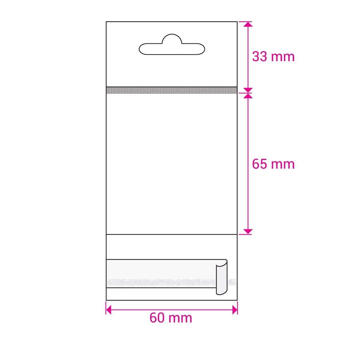 Clear Cello Bags with Header & Euroslot Peel & Seal — Clear — 30gsm — 60 × 65 mm