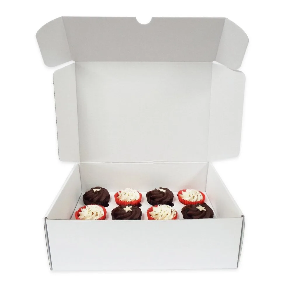 Corrugated Cupcake Boxes — Holds 6 — 250 × 165 × 100 mm