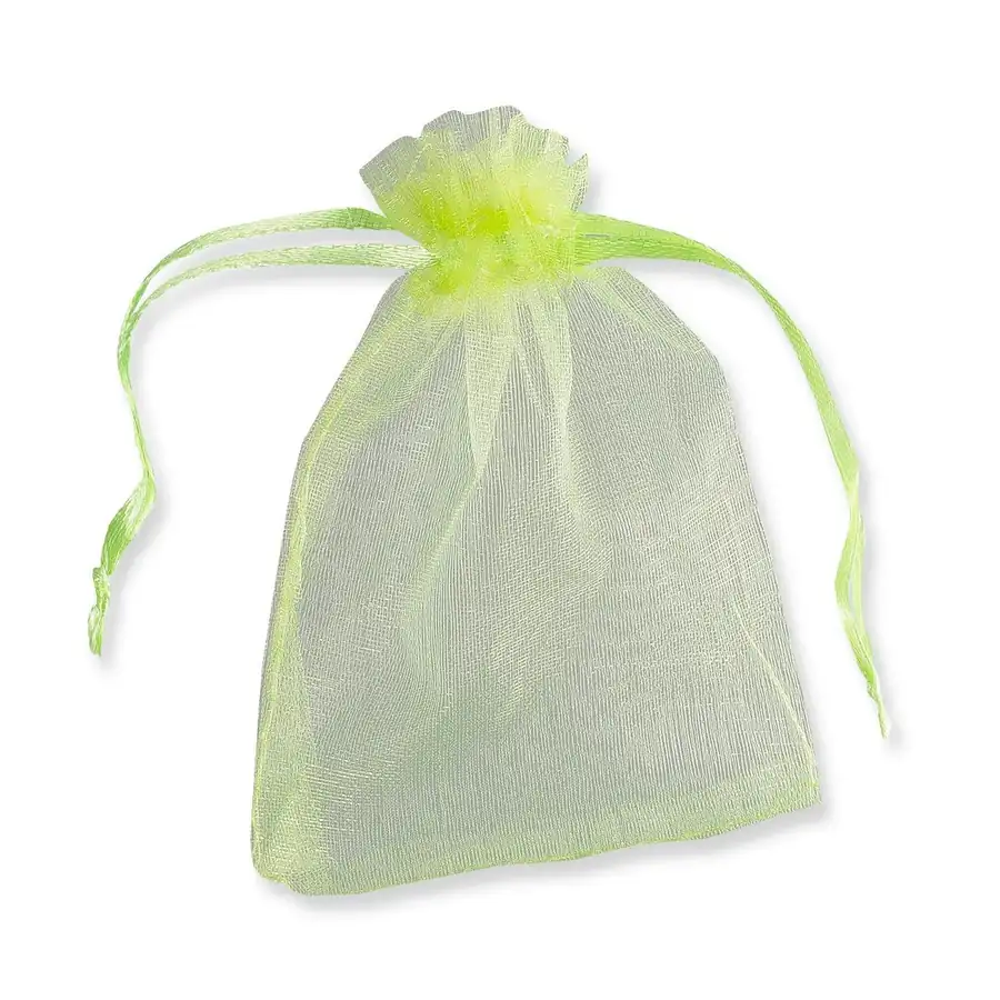 Drawstring Organza Bags — Apple Green — Apple Green — 30gsm — 70 × 90 mm