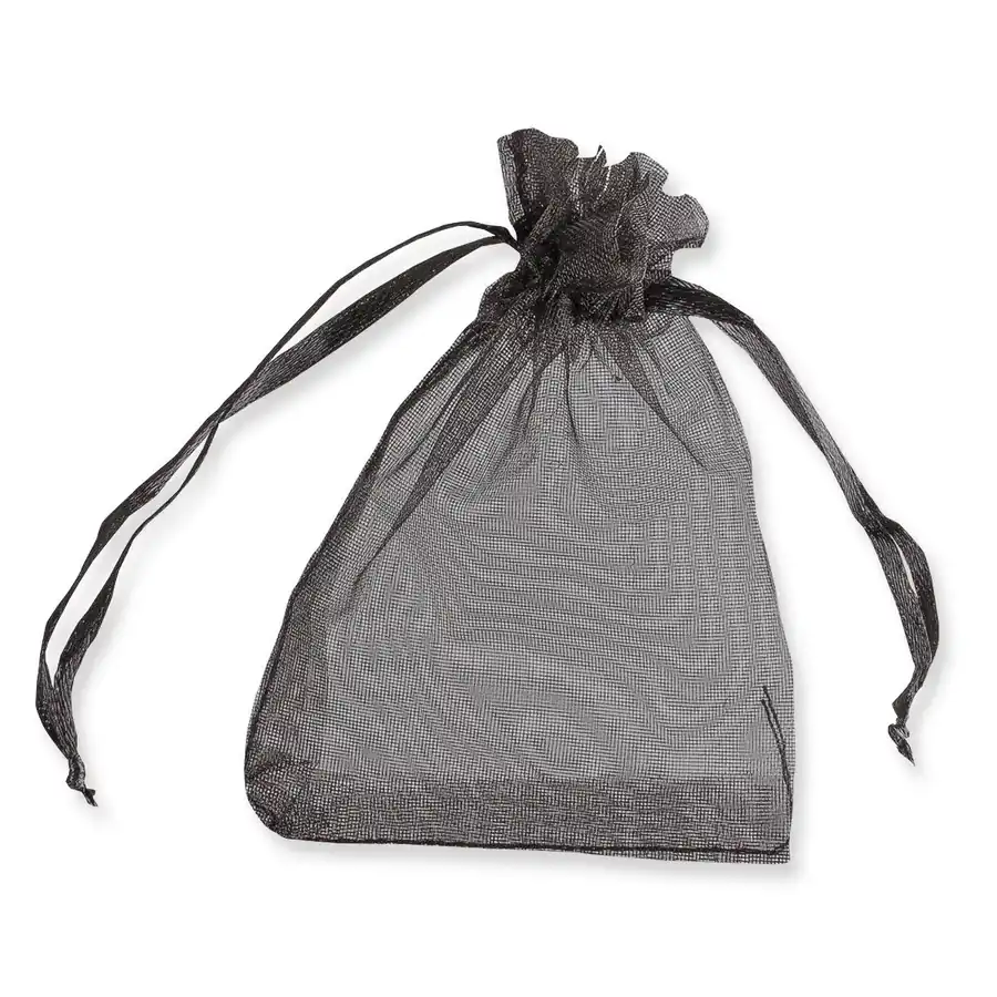 Drawstring Organza Bags — Black — Black — 30gsm — 70 × 90 mm