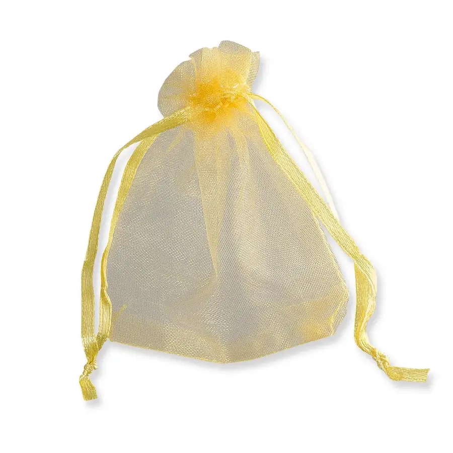 Drawstring Organza Bags — Gold — Gold — 30gsm — 70 × 90 mm