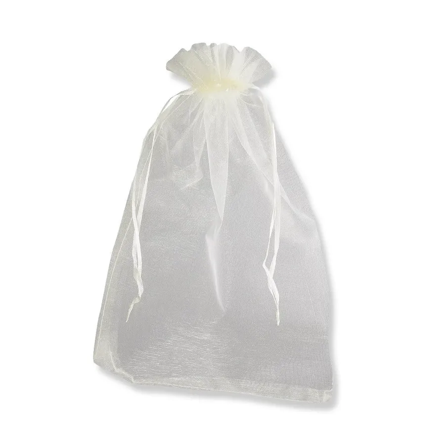 Drawstring Organza Bags — Milk White — Milk White — 30gsm — 200 × 300 mm