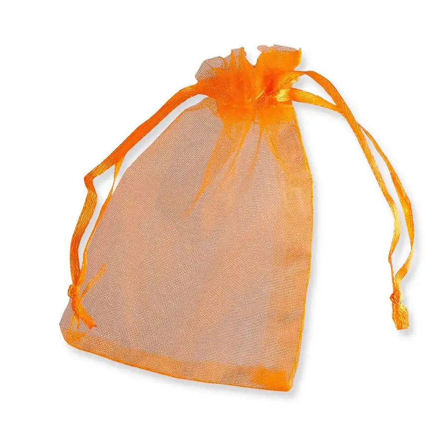 Drawstring Organza Bags — Orange — Orange — 30gsm — 70 × 90 mm