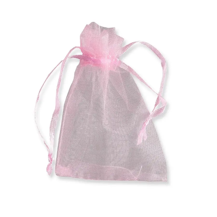 Drawstring Organza Bags — Pink — Pink — 30gsm — 70 × 90 mm