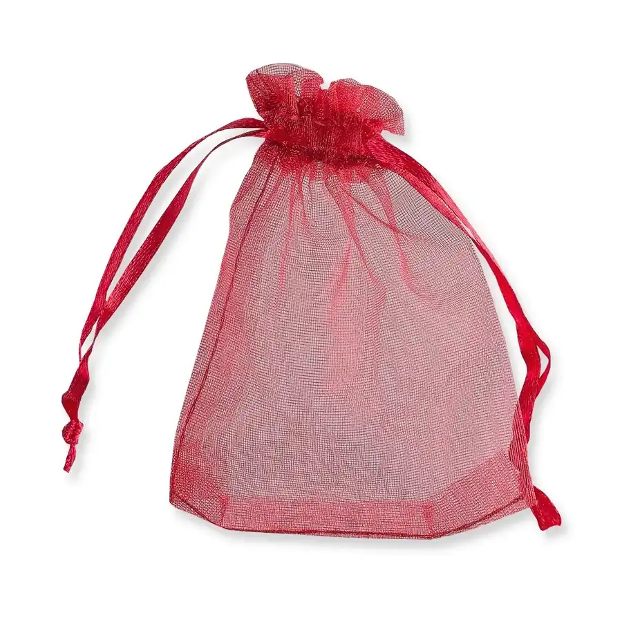 Drawstring Organza Bags — Red — Red — 30gsm — 70 × 90 mm