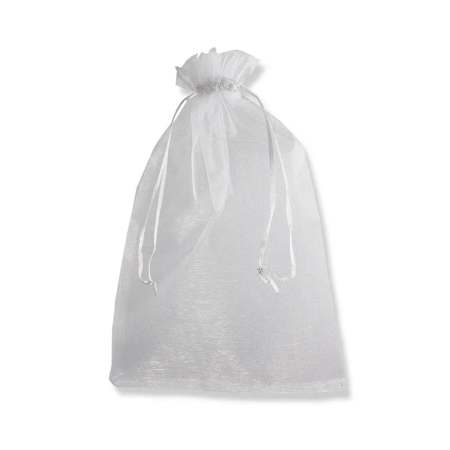 Drawstring Organza Bags — Silver Grey — Silver Grey — 30gsm — 200 × 300 mm