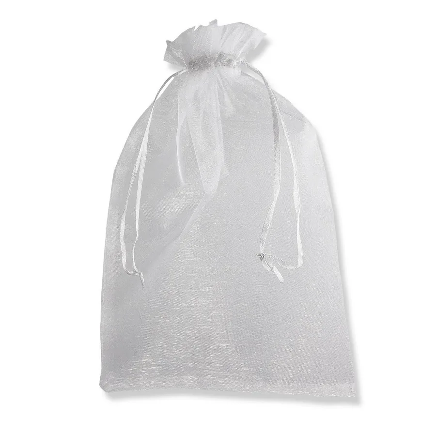 Drawstring Organza Bags — Silver Grey — Silver Grey — 30gsm — 300 × 400 mm