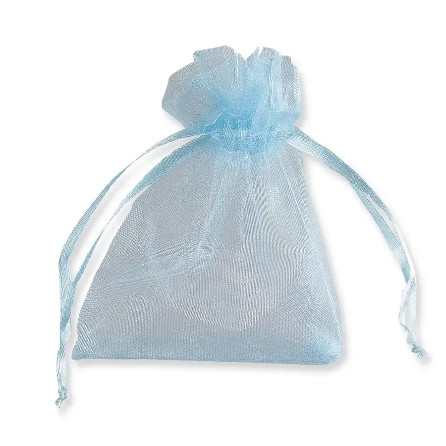Drawstring Organza Bags — Sky Blue — Sky Blue — 30gsm — 70 × 90 mm