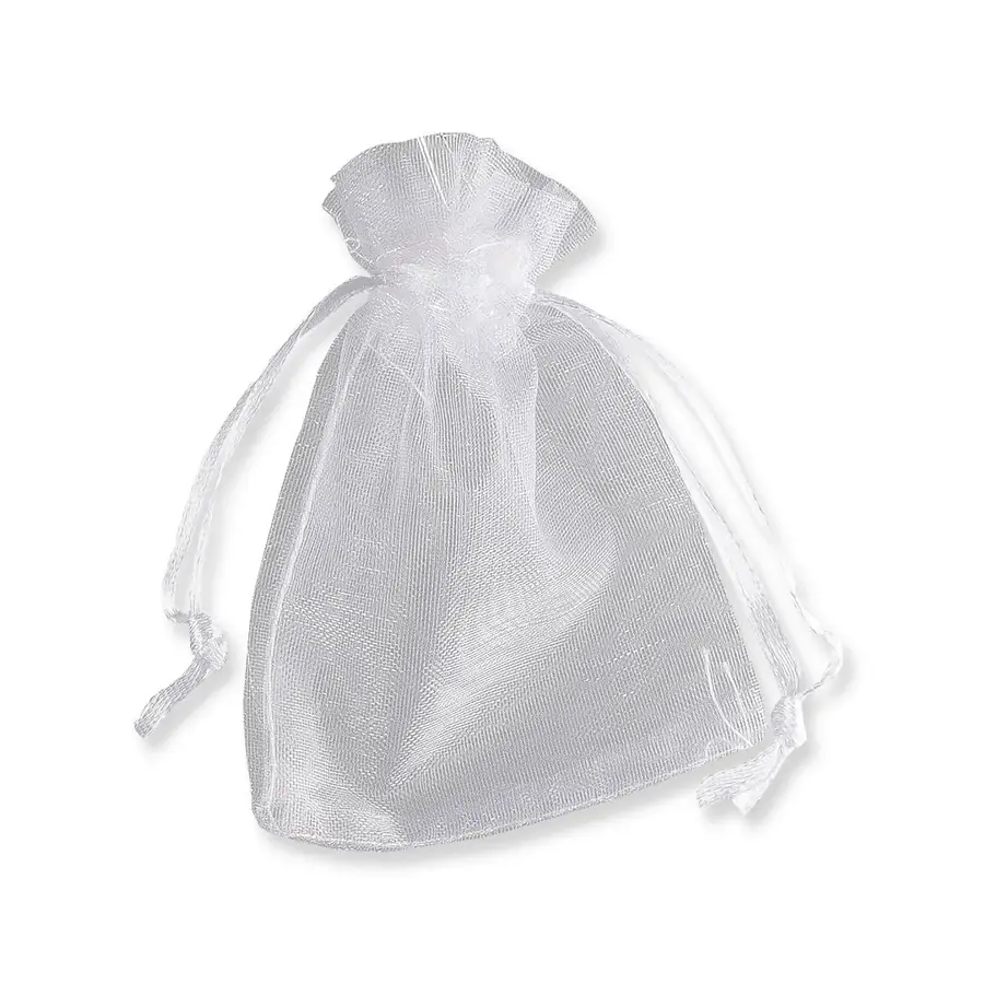 Drawstring Organza Bags — White — White — 30gsm — 70 × 90 mm