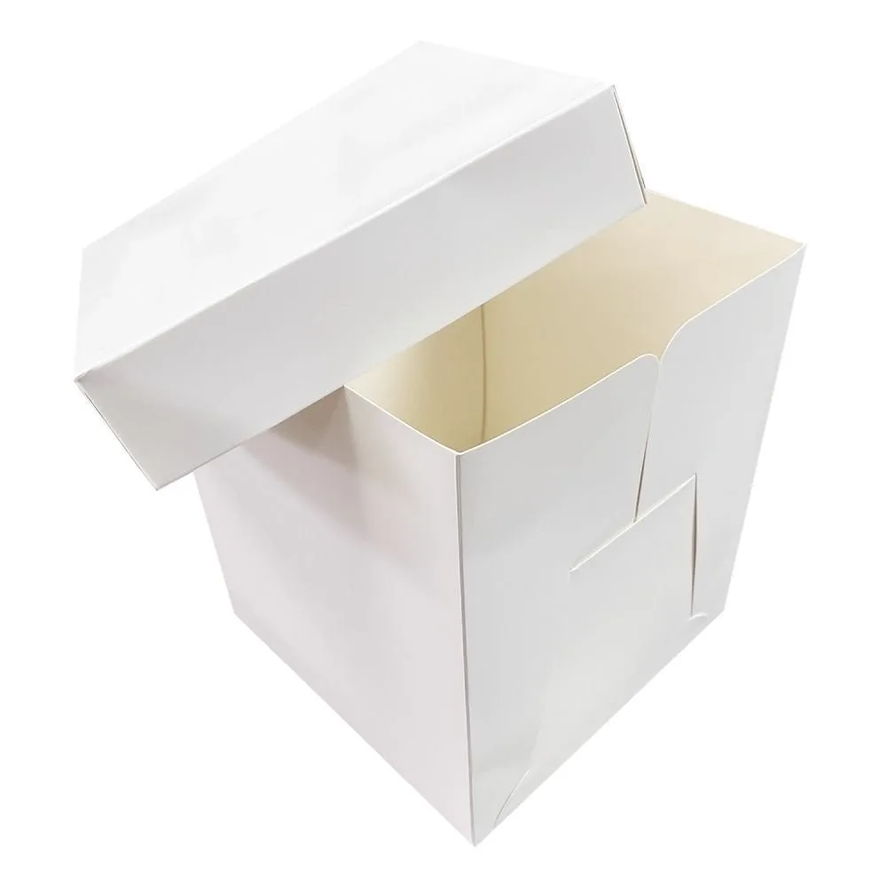 Tall White Cake Boxes — 8" x 8" x 10" — 203.2 × 203.2 × 254 mm