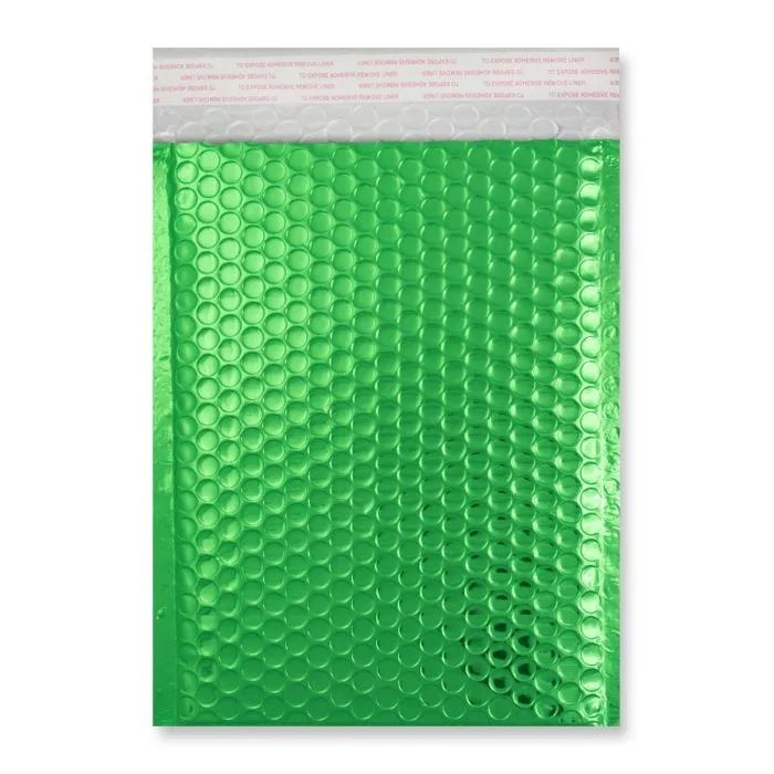 Green Gloss Metalic Bubble Bags — Green Gloss Bubble Bag — 250 × 180 mm