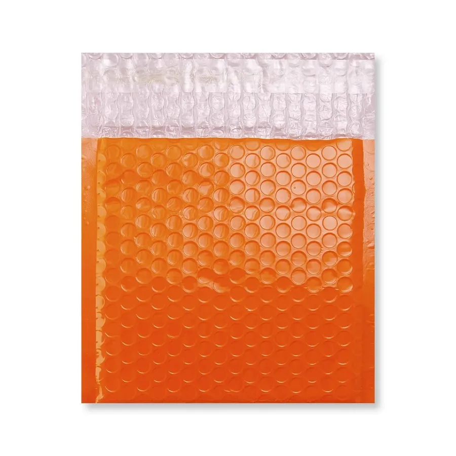 Orange Poly Gloss Bubble Bags — Orange — 190gsm — 165 × 165 mm