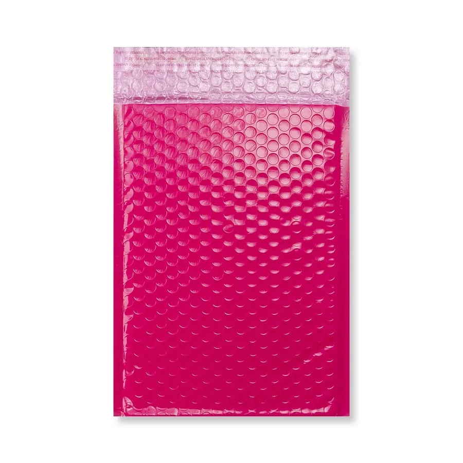 Pink Poly Gloss Bubble Bags — Pink — 190gsm — 180 × 250 mm
