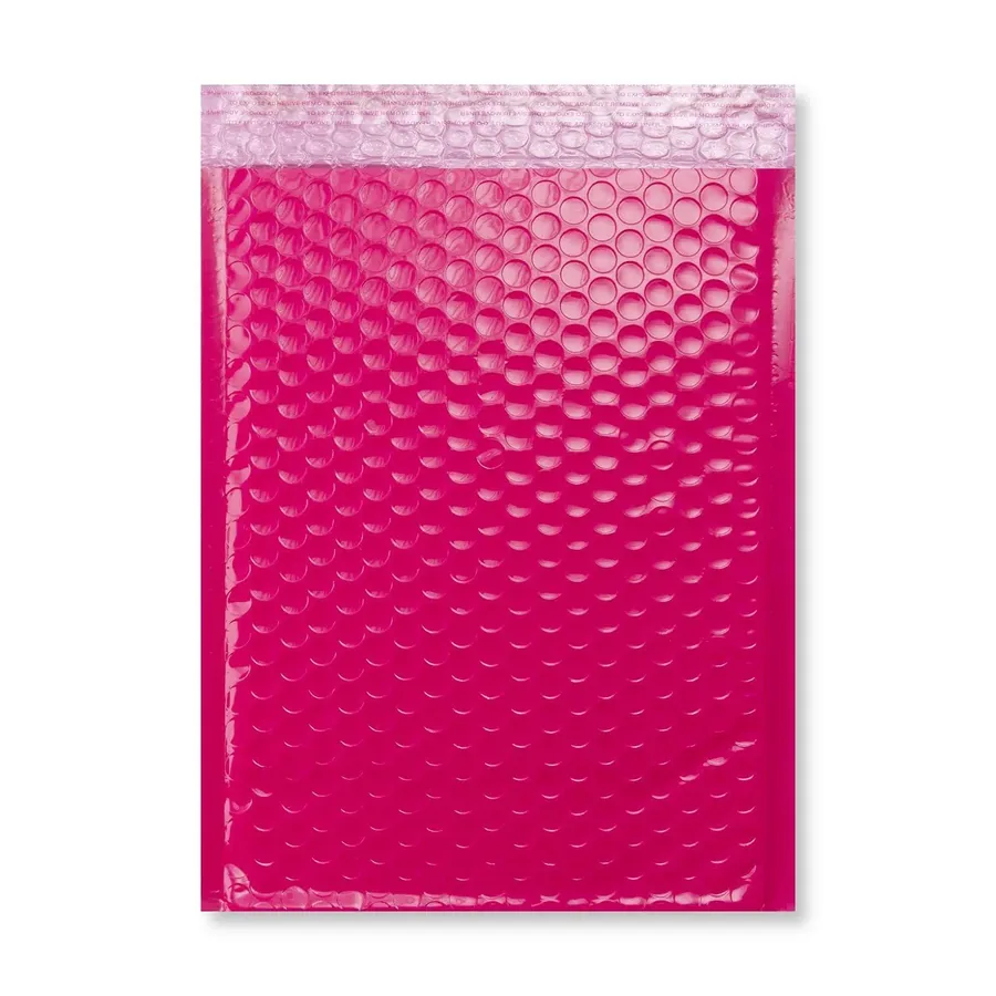 Pink Poly Gloss Bubble Bags — Pink — 190gsm — 240 × 340 mm