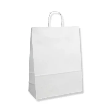 String Handle Carrier Bags — White — 120gsm — 320 × 420 mm