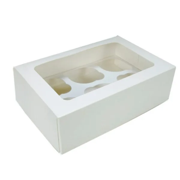 Windowed Cupcake Boxes — Windowed Cupcake Box With Inserts - 6 Cupcakes — 165 × 242 × 75 mm